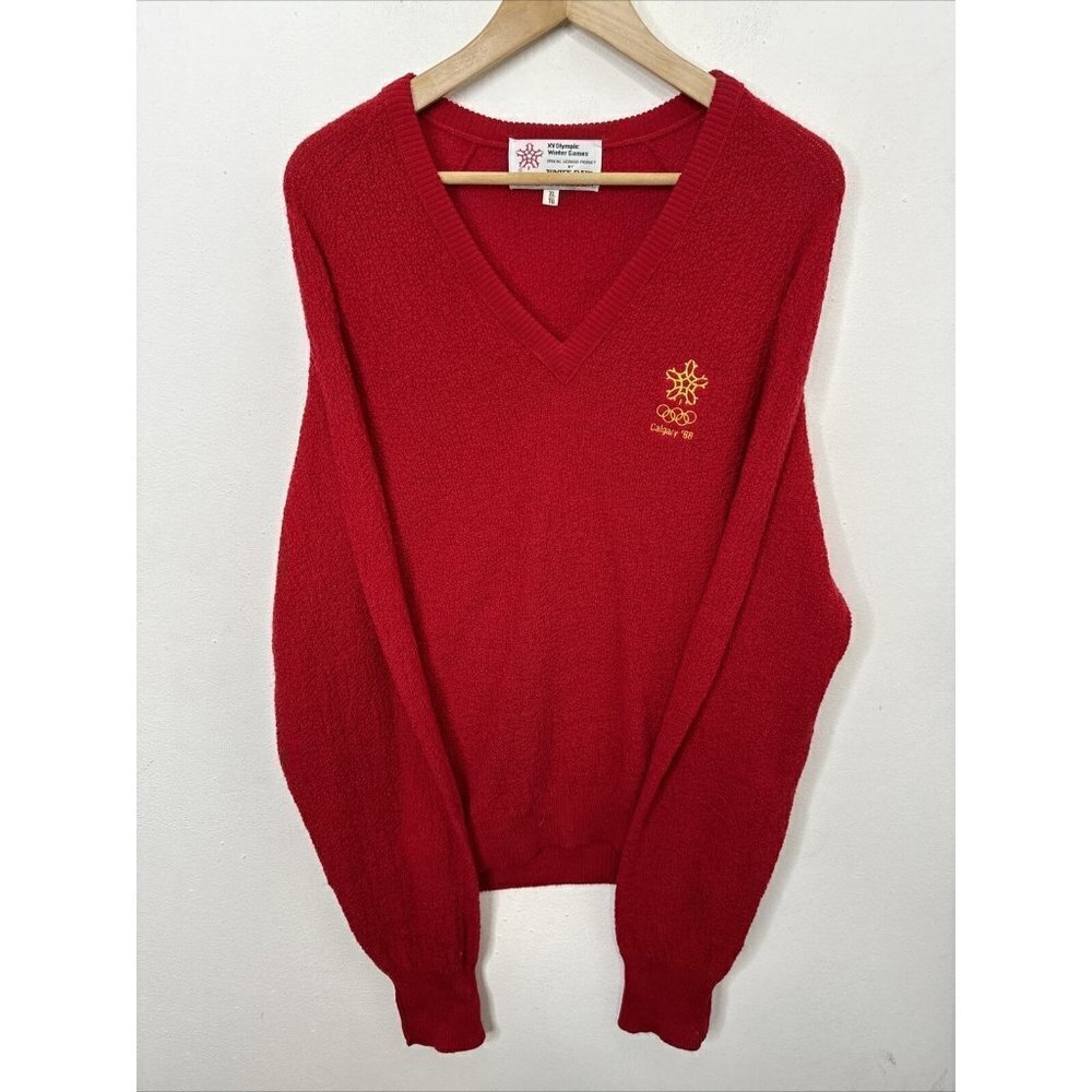 Vintage White Ram 1988 Calgary Olympic Sweater Men XL Knit Terry Cloth